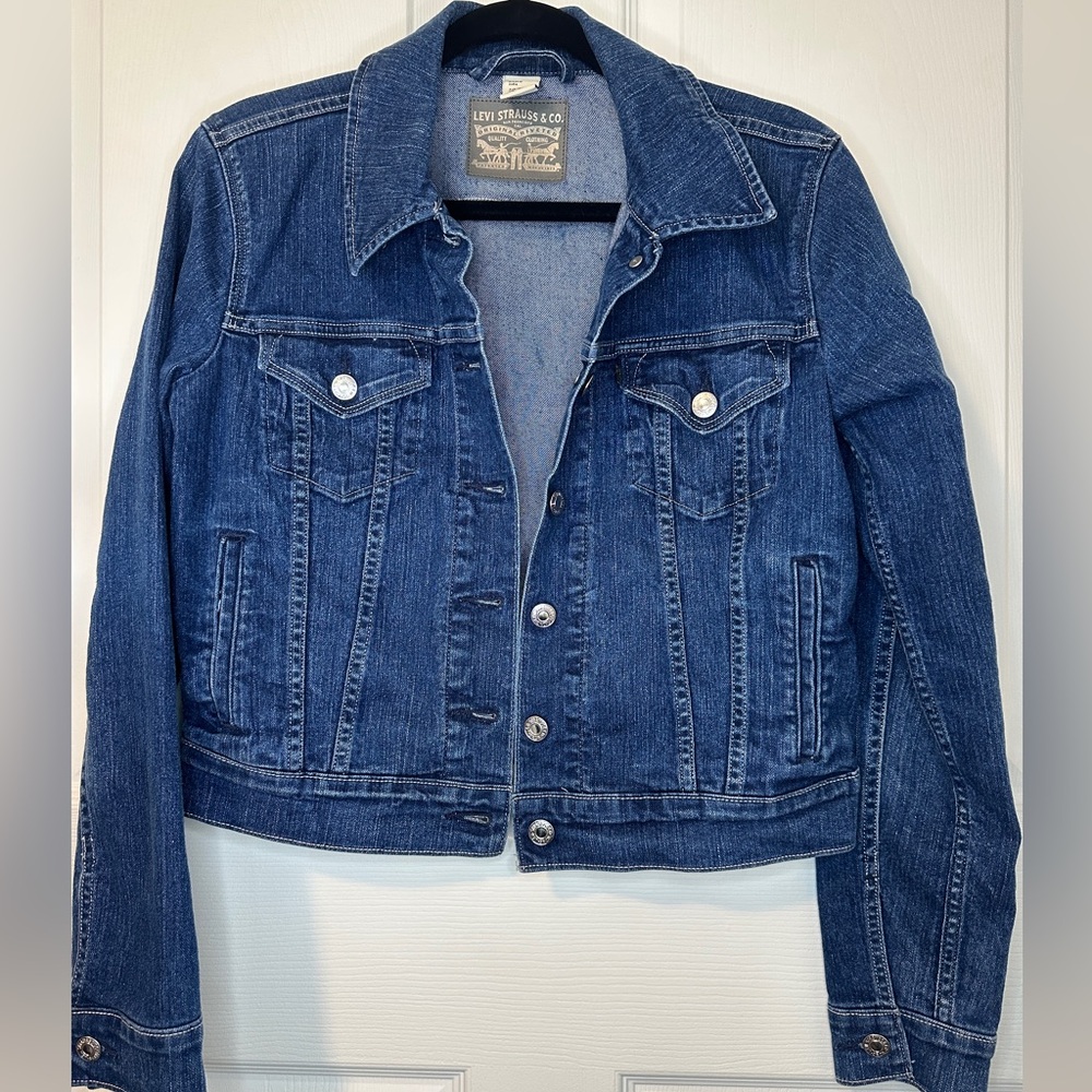 Levi's Classic Blue Cropped Denim Label